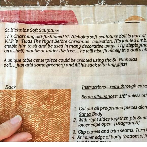 SANTA CLAUS Plush Doll Fabric Pattern  Soft Sculpture Cut & Sew Craft  Christmas - Picture 6 of 7